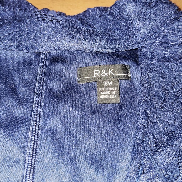 R&K‎ Women's 18W Navy Lace Cap Sleeve Shift Dress Lined Cocktail Party Formal - Picture 4 of 7